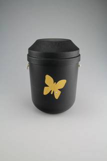 Urna Biodegradabile antracite con farfalla Urna cineraria Biodegradabile